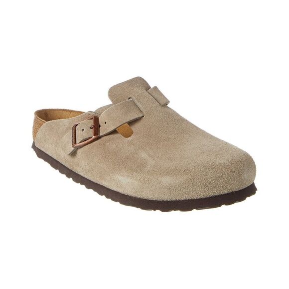 Birkenstock Women's Boston Soft Footbed Suede Leather Clog, Grey - Picture 1 of 5